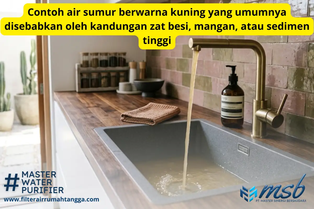air sumur berwarna kuning akibat kandungan zat besi tinggi